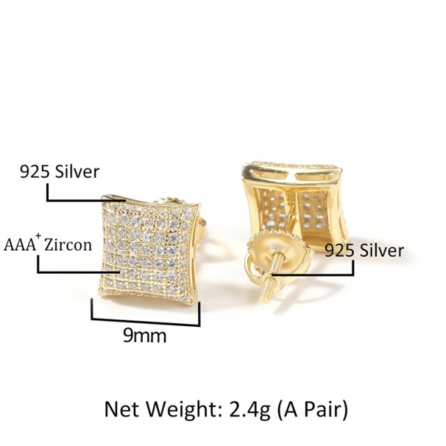 Boucles d'Oreilles Square Pave S925 - MCSHXP