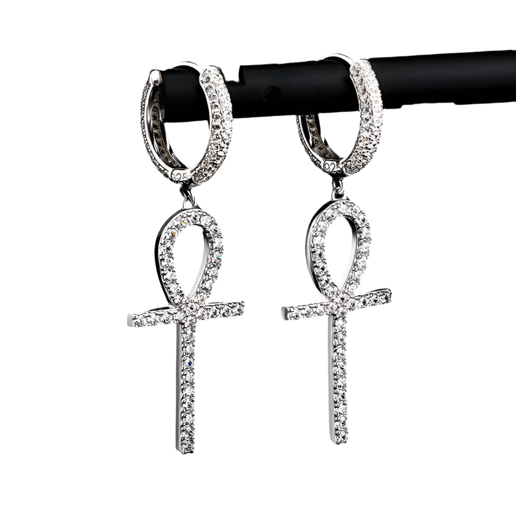 Boucles d'Oreilles Ankh Cross S925